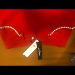 Adam Selman Pearl Pants Red